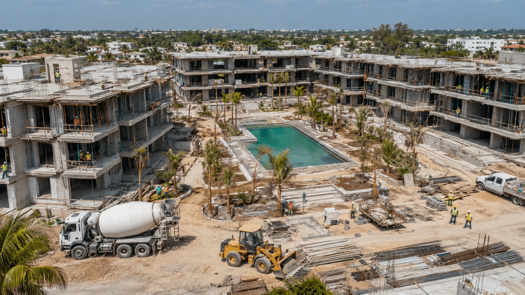 Residential Complex Construction Supervision: Multi-Apartment Residence with Swimming Pool